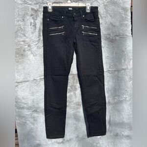 EUC PAIGE Black Skinny Women's Jeans with double front zippers. Size 28